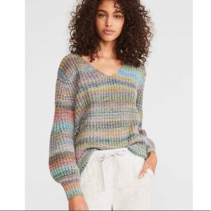 Lou & Grey for LOFT rainbow gradient striped sweater size S